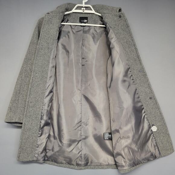 East 5th Coat Womens Medium Gray Wool Blend Walker Lined Button Front Pockets - Picture 4 of 14